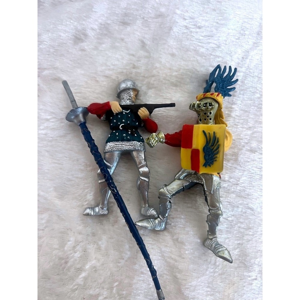 Vintage Plastoy Medieval Knight Figure Lot Halberd Soldier Horseman France